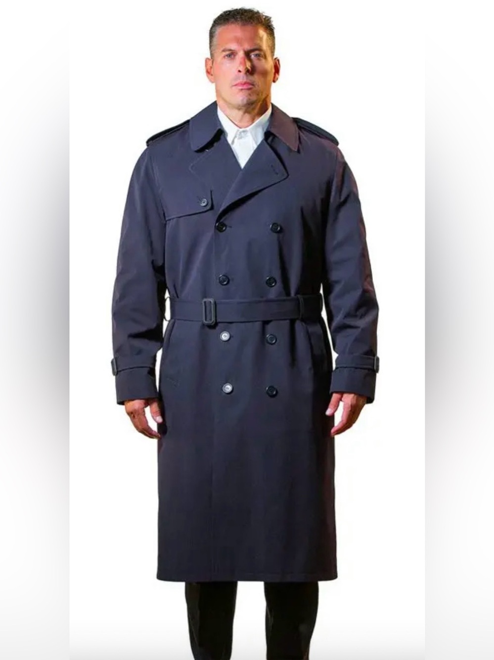 🔥🆕🔥 Anchor Uniform Black Double Breasted Trench Coat - 40R - Thinsulate Lining